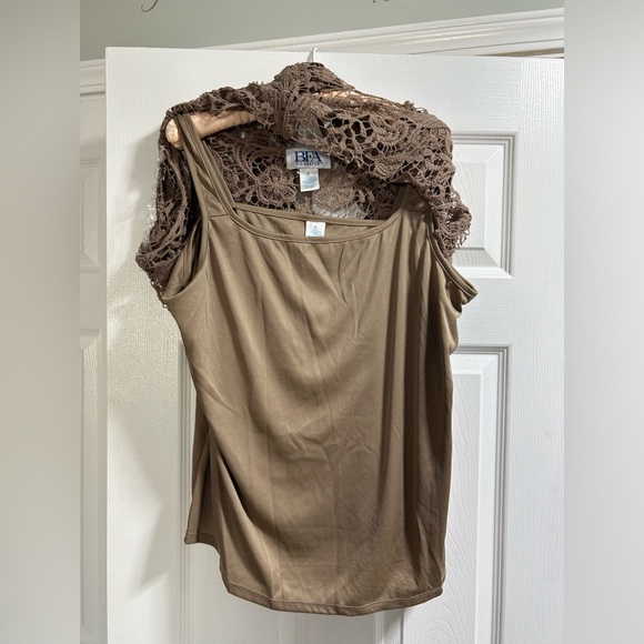 BFA Classics Lacey Sweater with attached Tank-top panel. Taupe. Size XL $18 - Picture 5 of 9